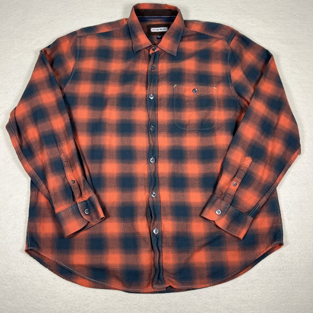32 Bar‎ Blues Shirt Mens XL Plaid Flannel Button Up Long Sleeve Pocket